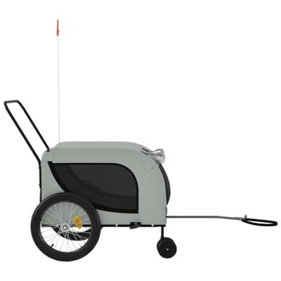 Hondenfietstrailer oxford stof en ijzer grijs en zwart - thumbnail