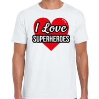 I love superheroes / superhelden verkleed t-shirt wit voor heren - Outfit verkleed feest L  - - thumbnail