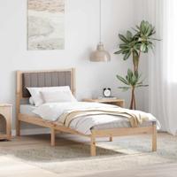 Bedframe met Gevoerd Hoofdgedeelte Taupe 75 x 190 cm Stof - thumbnail
