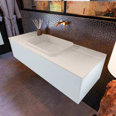 Badkamermeubelset Mondiaz Erin 120 cm met 1 Lade met RIDGE Wastafel Midden Linen Zonder Kraangaten Greeploos Mat Clay