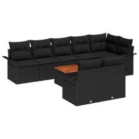 Tuinbankenset met kussen 9 pcs Zwart poly rattan - thumbnail