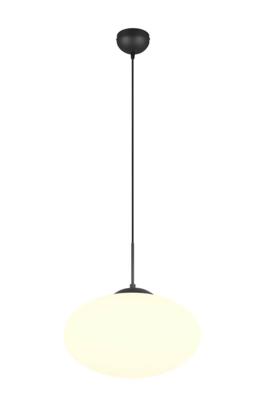 Trio Ovale hanglampFomento Ø 40cm - zwart met wit glas - 363190132