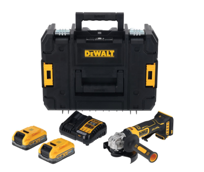 DeWalt DCG404S2T-QW Accu Haakse Slijper | 125 mm | 18V XR | POWERSTACK 3.5Ah | Met accu's en lader in TSTAK - DCG404S2T-QW