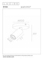 Lucide RITMO - Plafondspot - Ø 10 cm - 1xGU10 (MR11) - Zwart - thumbnail