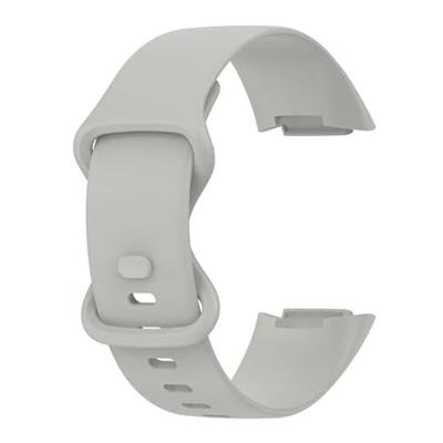 By Qubix - Compatible met Fitbit Charge 5 - Fitbit Charge 6 Sportbandje met dubbele lus - Steen grijs - Maat: S - Compatible fitbit bandje