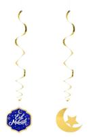 Decoratieswirls Eid Mubarak Blauw/Goud (2st) - thumbnail
