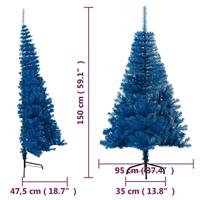 VidaXL Kunstkerstboom met standaard half 150 cm pvc blauw - thumbnail