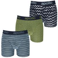 Apollo Boxershorts Heren Blue / Green Print 3-pack-L - thumbnail