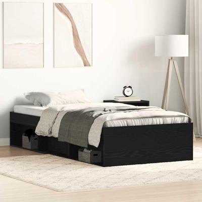 Bedframe zonder matras 90x190 cm spaanplaat zwart eikenkleurig