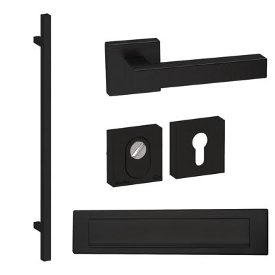 Hardbrass Voordeurset vierkant met greep Toronto 1160mm SKG3 met kerntrekbeveiliging - zwart