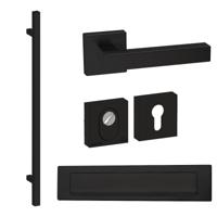 Hardbrass Voordeurset vierkant met greep Toronto 1160mm SKG3 met kerntrekbeveiliging - zwart - thumbnail