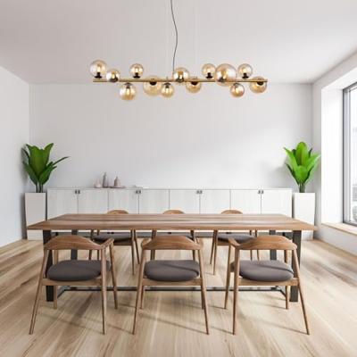 Globo Gouden hanglampRiha design met amber glas - 56135-13H