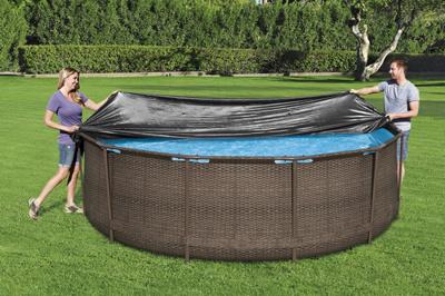 Zwembadafdekking Bestway Zwart Ø 370 cm - thumbnail