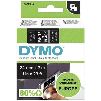 Labeltape Dymo LabelManager D1 polyester 24mm wit op zwart