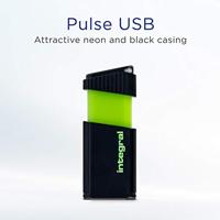 Integral Pulse USB 2.0 stick, 128 GB, zwart/geel - thumbnail