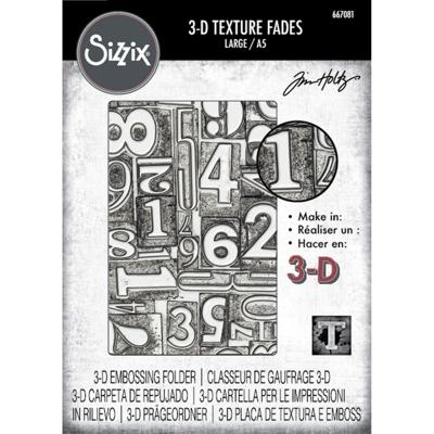 Sizzix • 3d texture fades embossing folder numbered large/a5 by tim holtz