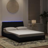 Bedframe met LED zonder matras "Hanko" fluweel zwart 140x190 cm - thumbnail