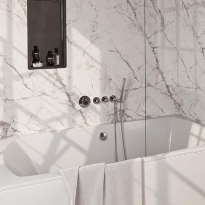 Chrome Edition thermostatische inbouw badkraan SET 01 met badvulcombinatie, handdouche en doucheslang - chroom