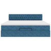 Ottoman bed met matras en LED's 180x200 cm fluweel donkerblauw - thumbnail