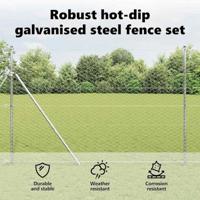 VidaXL Afrasteringspaal zilver 25 x 1,5 m (50 mm gaas) staal - thumbnail