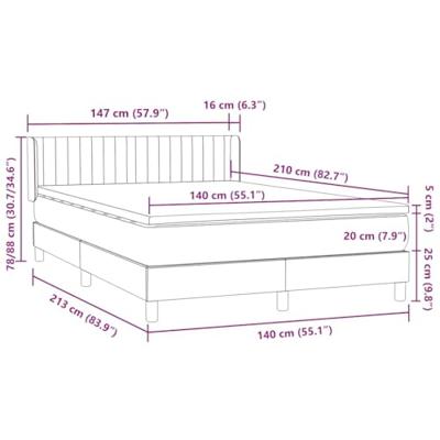 Boxspring met matras fluweel lichtgrijs 140x210 cm