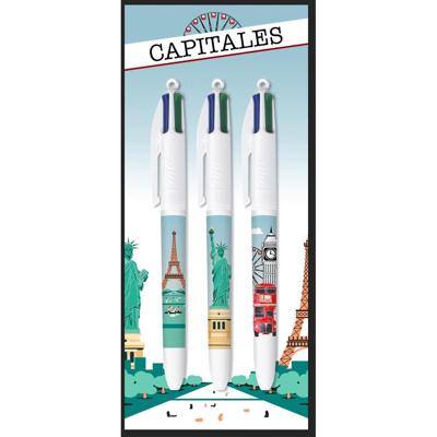 Bic Colours Décor Limited Edition 4-kleurenbalpen, medium, klassieke inktkleuren, diverse motieven