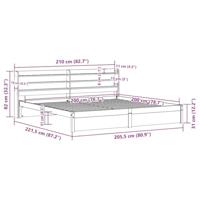 Bedframe met hoofdbord massief grenenhout 200x200 cm - thumbnail