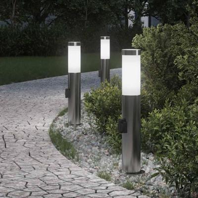 Bolderverlichting met stopcontact 3 stuks 50 cm roestvrij staal IP44
