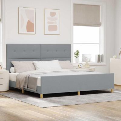 Bedframe met hoofdeinde Lichtgrijs 200 x 200 cm Stof