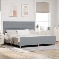 Bedframe met hoofdeinde Lichtgrijs 200 x 200 cm Stof - thumbnail
