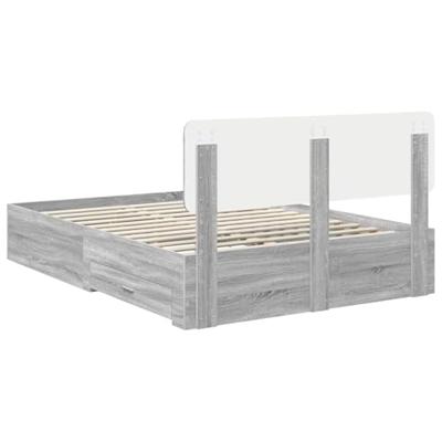 Bedframe met hoofdeinde Grijs Sonoma 140 x 190 cm Bewerkt hout