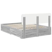Bedframe met hoofdeinde Grijs Sonoma 140 x 190 cm Bewerkt hout - thumbnail