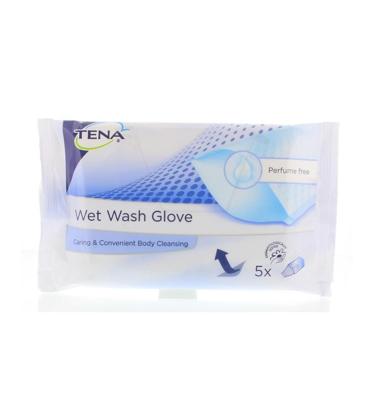 Tena Wet gloves cleans & care lotion no perfume 5 Stuks