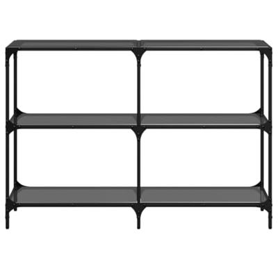 Wandtafel met zwart glazen blad 118,5x30x81 cm staal