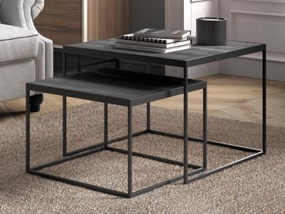 Set van 2 salontafels QUINNA mangolia zwart Set van 2 salontafels QUINNA mangolia zwart