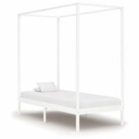 Hemelbedframe massief grenenhout wit 100x200 cm - thumbnail