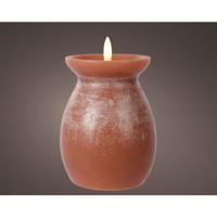 LED kaars vlamefffect vaas h16cm terra - thumbnail