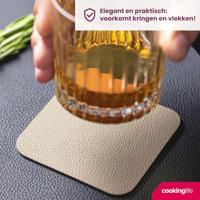 Cookinglife 6 Placemats + 6 Onderzetters - Dubbelzijdig - Vegan leer - Bruin / Zand - thumbnail