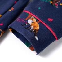 Kinderjurk lange mouwen en trekkoord dierenprint 128 marineblauw - thumbnail