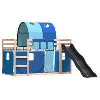 Stapelbed met glijbaan en gordijnen blauw 80x200 cm - thumbnail