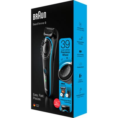 Braun BeardTrimmer BT3240 Baardtrimmer, Trimmer En Haartrimmer Voor Mannen, 39 Lengte-instellingen, Zwart/Blauw Braun BeardTrimmer BT3240 Baardtrimmer, Trimmer En Haartrimmer Voor Mannen, 39 Lengte-instellingen, Zwart/Blauw