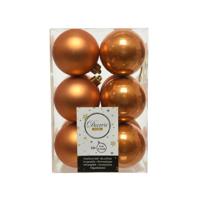 12 onbreekbare kerstballen amber 6 cm - thumbnail