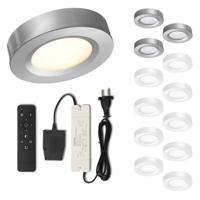 Set LED-opbouwspot met afstandsbediening Adria zilver 3W dimbaar IP44 1-12 stuks - thumbnail
