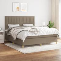 Boxspring met matras stof taupe 180x200 cm - thumbnail