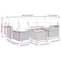 7-delige Loungeset met kussens poly rattan bruin - thumbnail