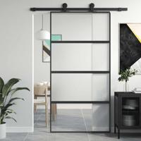 VidaXL Schuifdeur 102,5x205 cm gehard glas en aluminium zwart - thumbnail