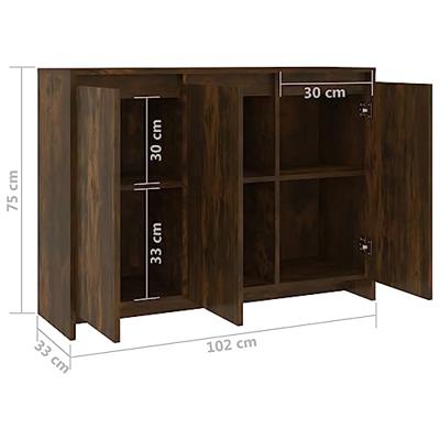 Dressoir 102x33x75 cm bewerkt hout gerookt eikenkleurig
