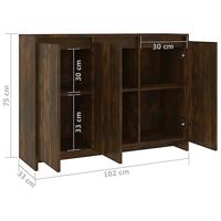 Dressoir 102x33x75 cm bewerkt hout gerookt eikenkleurig - thumbnail