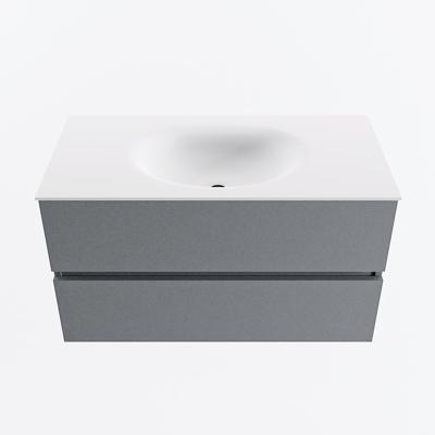 MONDIAZ VICA 90cm badmeubel onderkast Plata 2 lades. Wastafel MOON midden 1 kraangat, kleur Talc.