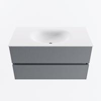 MONDIAZ VICA 90cm badmeubel onderkast Plata 2 lades. Wastafel MOON midden 1 kraangat, kleur Talc. - thumbnail